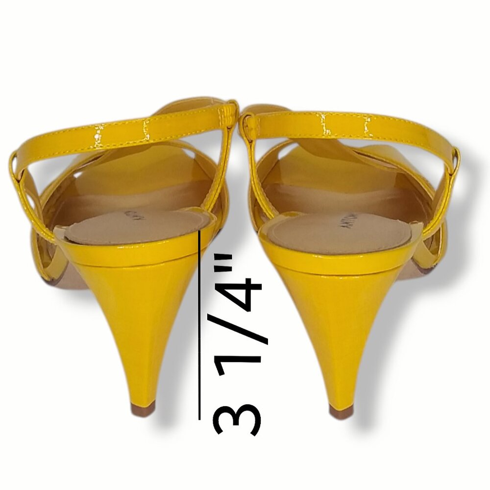 Antonio Melani Kaitlyn Slingback Heels Size 8 Yellow Patent Leather Retro Pinup - Picture 10 of 12